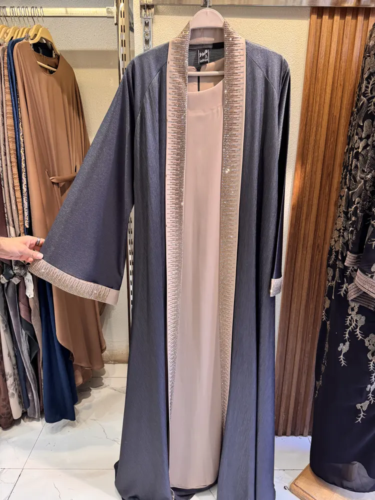 Embroidered Abaya Set — Midnight Navy real-life photo — code 3426